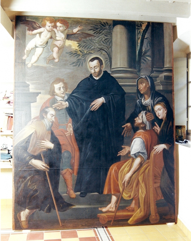 San Mauro benedice gli infermi (Pompeo Ghitti) dopo il restauro