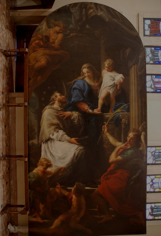 San Giovanni Nepomuceno davanti alla Madonna col Bambino prima del restauro