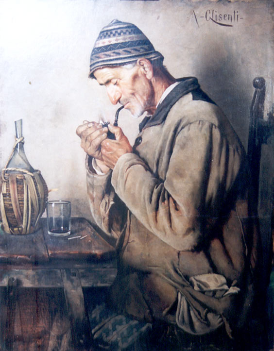 Ritratto di vecchio con pipa dopo il restauro