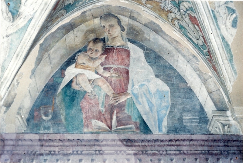 La Madonna col Bambino ed il cardellino (XV sec) Vincenzo Foppa durante la pulitura
